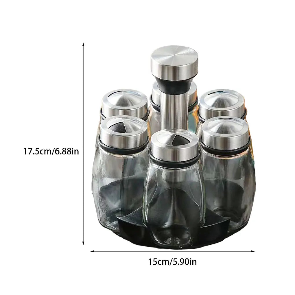 360 ° Rotatable Seasoning Tank Seasoning Rack Organizer Pepper Salt Sugar Container Set Bottle Kitchen Storage Tank Spice Rack