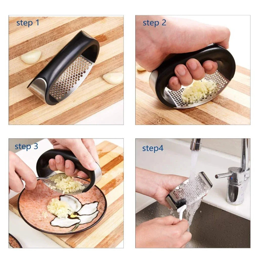 Garlic Mincer Kitchen Gadgets Fruit Vegetable Tools Manual Stainless Steel Curve Squeezer  Press Household Chopping Ginger