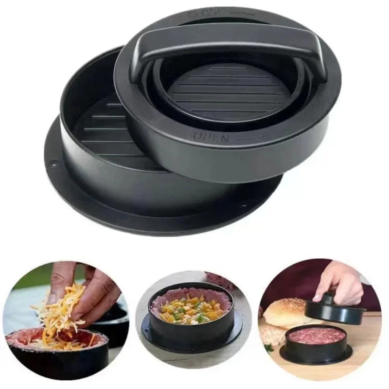 Hamburger Press Patty Maker Burger Press 3 in 1 Non-Stick Meat Beef Veggie Hamburger Mold Kitchen Gadgets to Make Patty