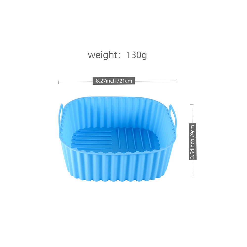 1PC Air Fryer Silicone Baking Tray Square Insulation Tray High Temperature Resistant and Easy to Clean Air Fryer Basket